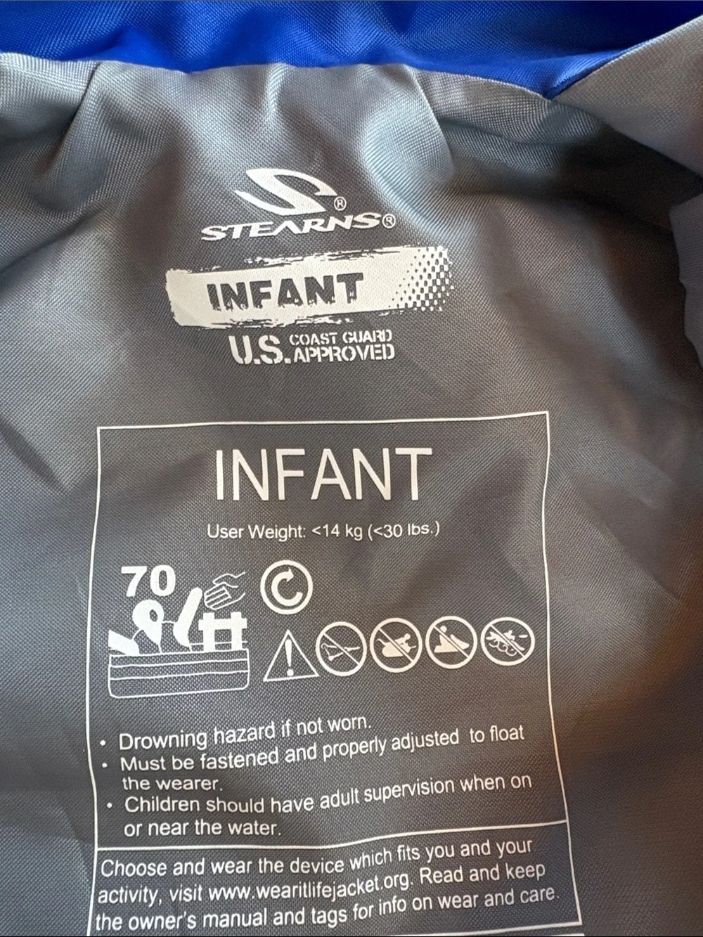 Infant Blue Swim Vest Life Jacket - Stearns Infant PFD